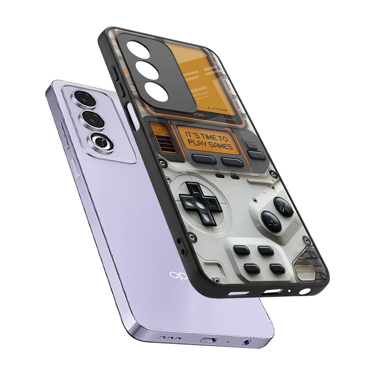 Gameboy Orange sleek oppo a3 pro cover with tempered glass back and TPU edges