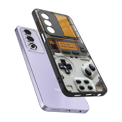 Gameboy Orange sleek oppo a3 pro cover with tempered glass back and TPU edges
