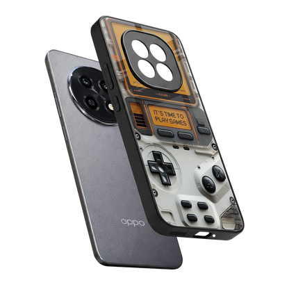 Gameboy Orange sleek oppo f29 pro 5g cover with tempered glass back and TPU edges