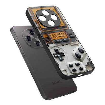 Gameboy Orange sleek oppo f31 pro 5g cover with tempered glass back and TPU edges
