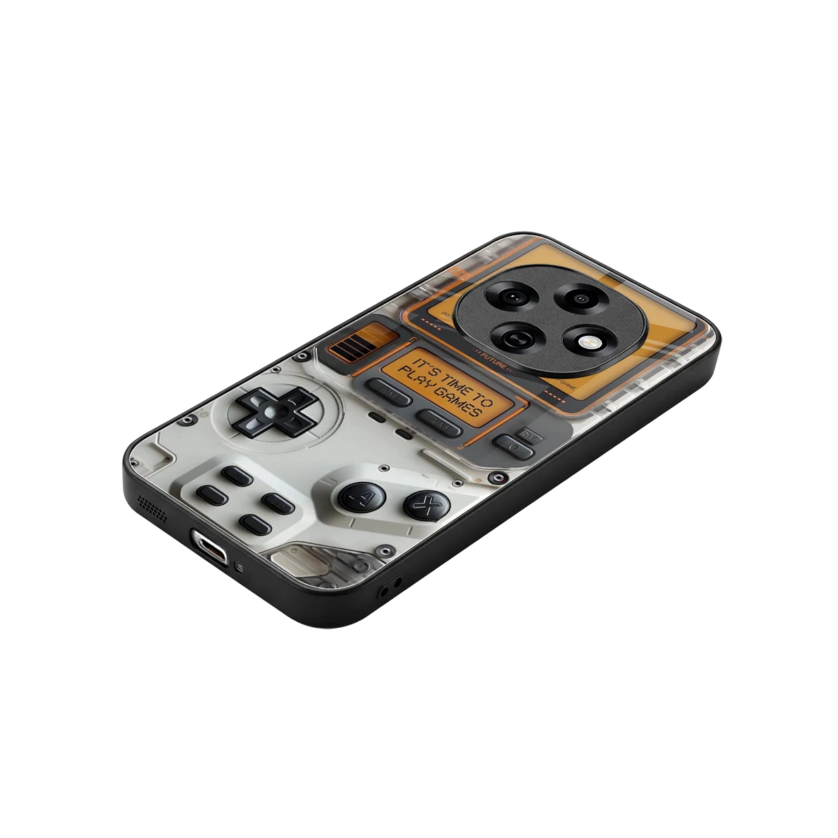 Gameboy Orange stylish phone case for oppo f31 pro 5g | glossy glass and slim fit