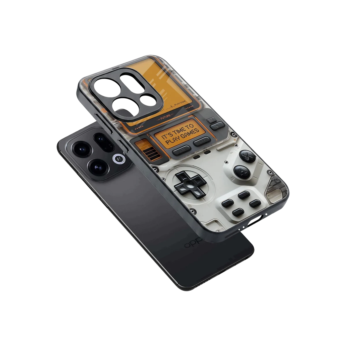 Gameboy Orange sleek oppo find x9 cover with tempered glass back and TPU edges