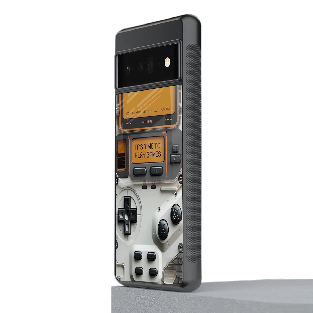 Gameboy Orange stylish phone case for google pixel 6 pro | glossy glass and slim fit