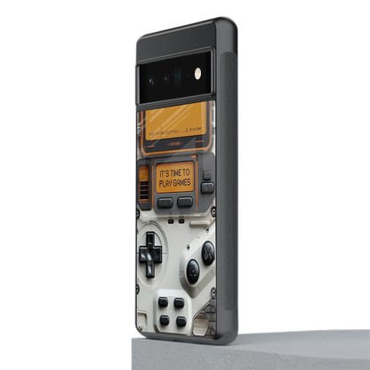 Gameboy Orange stylish phone case for google pixel 6 pro | glossy glass and slim fit