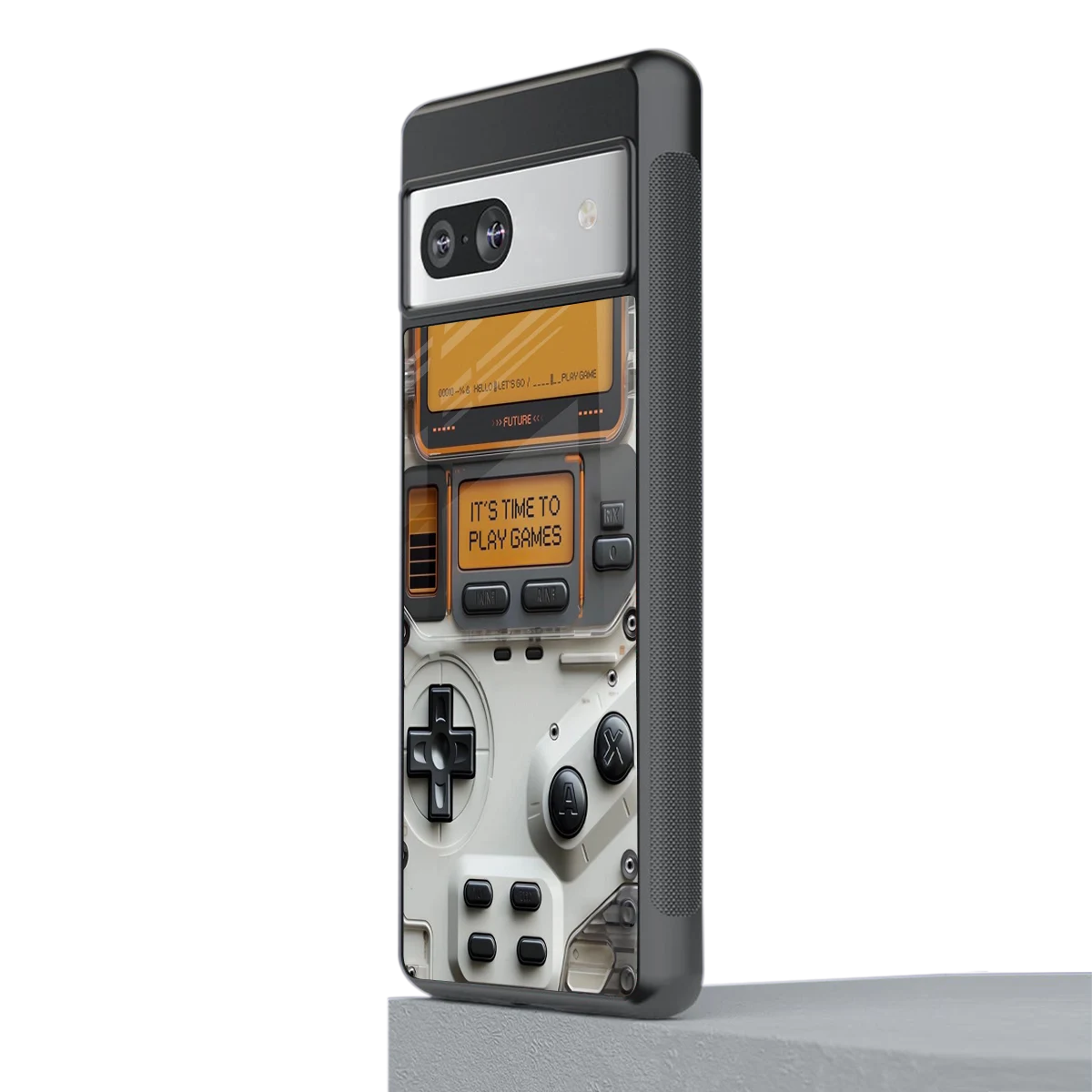 Gameboy Orange stylish phone case for google pixel 7 | glossy glass and slim fit