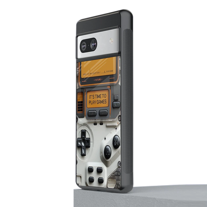 Gameboy Orange stylish phone case for google pixel 7 | glossy glass and slim fit