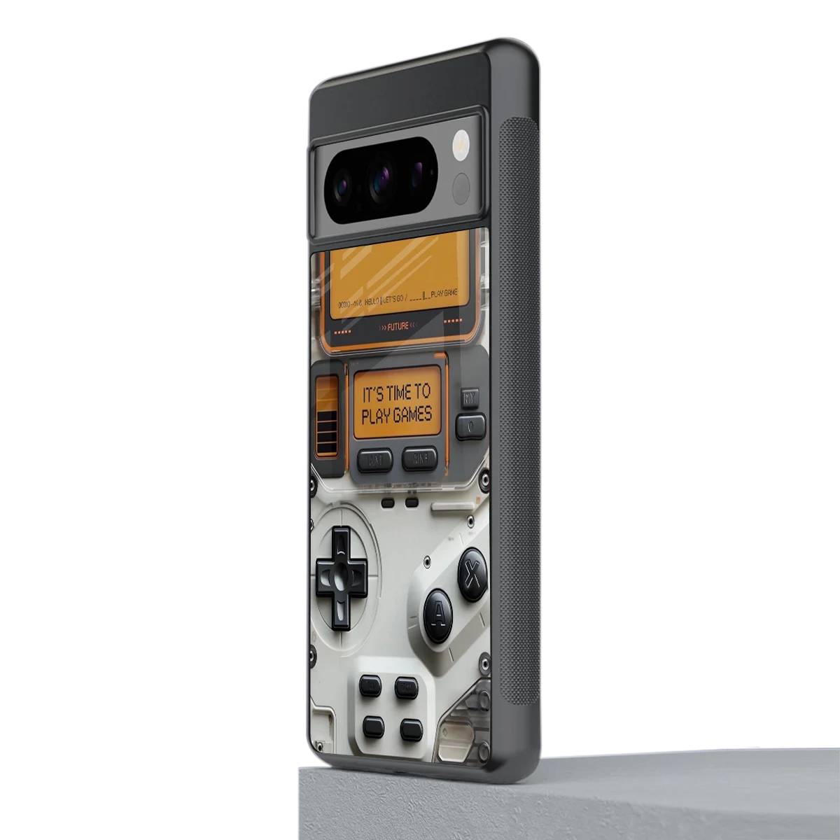 Gameboy Orange stylish phone case for google pixel 8 pro | glossy glass and slim fit