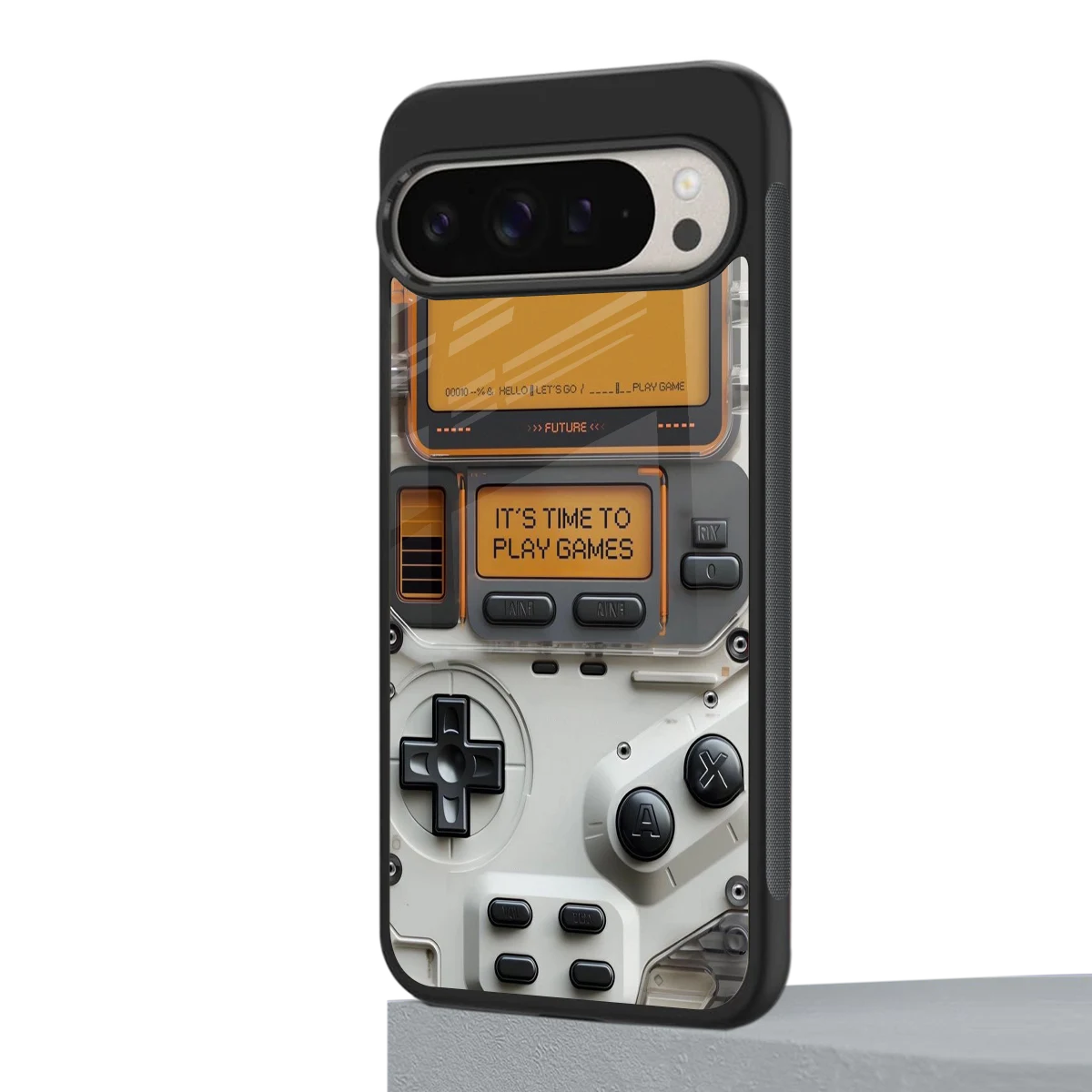 Gameboy Orange google pixel 9 pro mobile cover | shockproof glass phone case