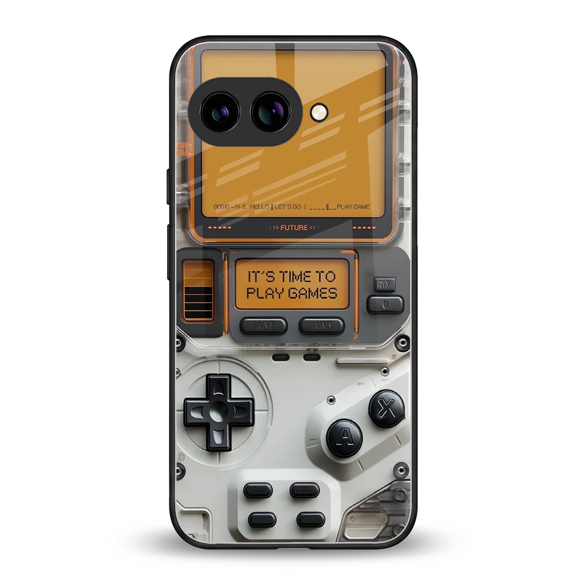 Gameboy Orange back phone cover | glass case for google pixel 10a