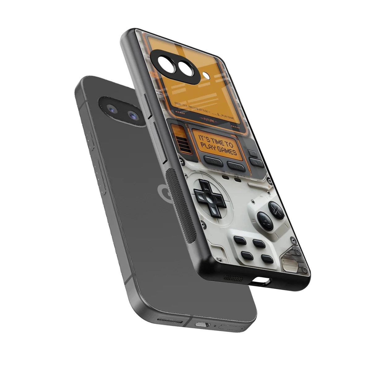 Gameboy Orange sleek google pixel 10a cover with tempered glass back and TPU edges