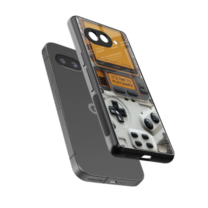 Gameboy Orange sleek google pixel 10a cover with tempered glass back and TPU edges