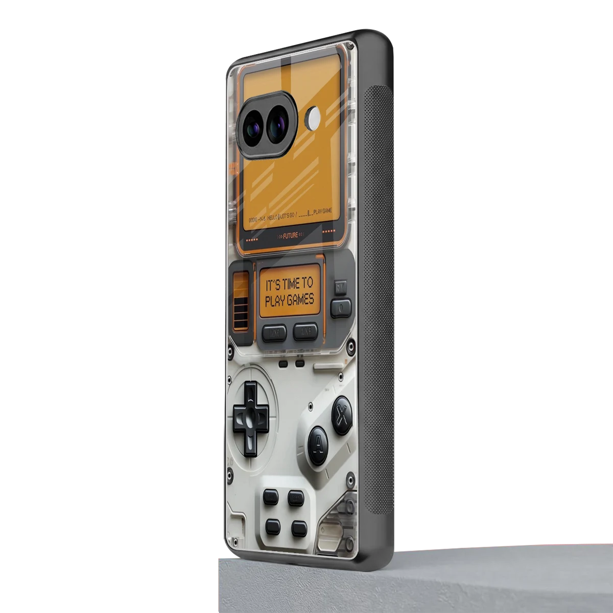 Gameboy Orange google pixel 10a mobile cover | shockproof glass phone case