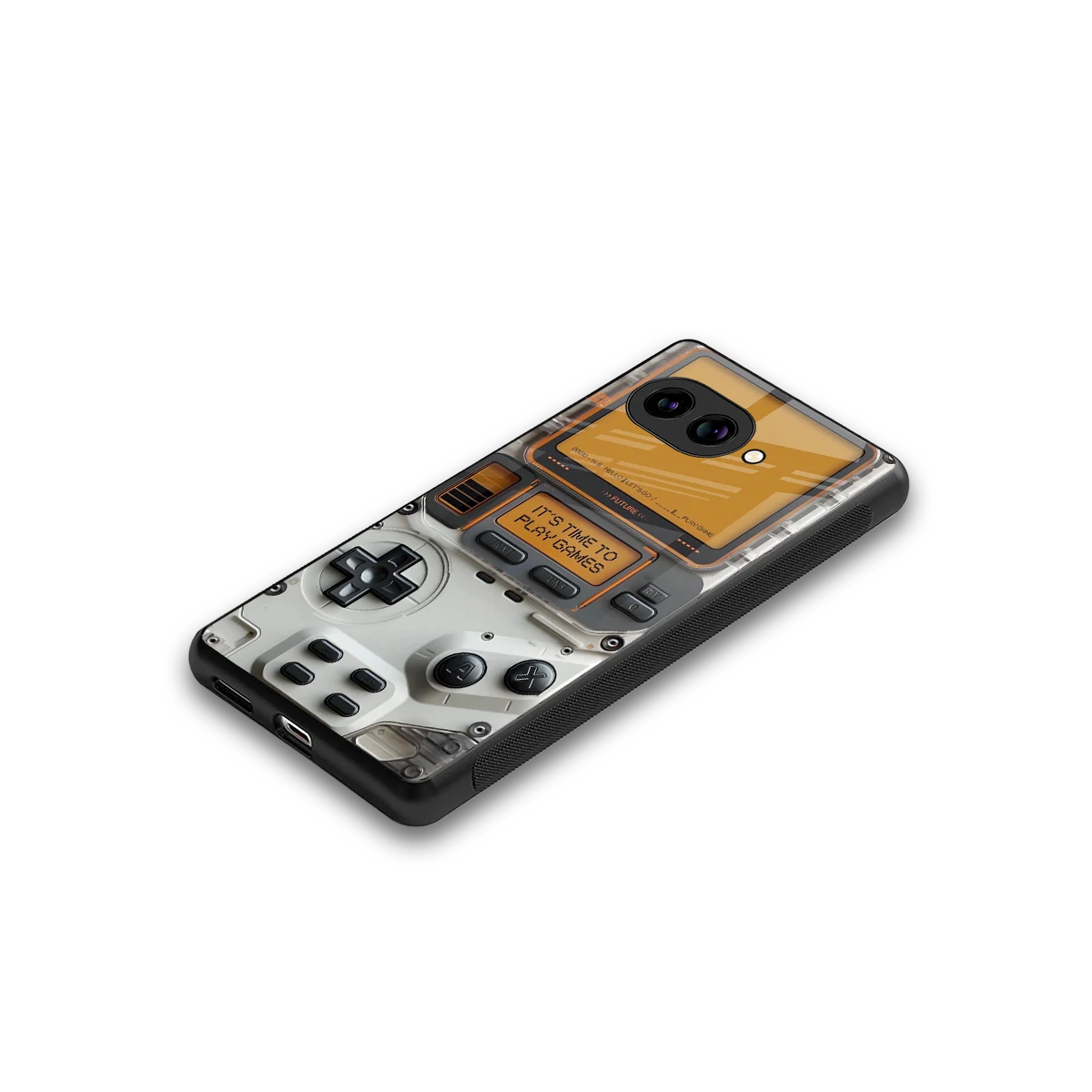 Gameboy Orange stylish phone case for google pixel 10a | glossy glass and slim fit