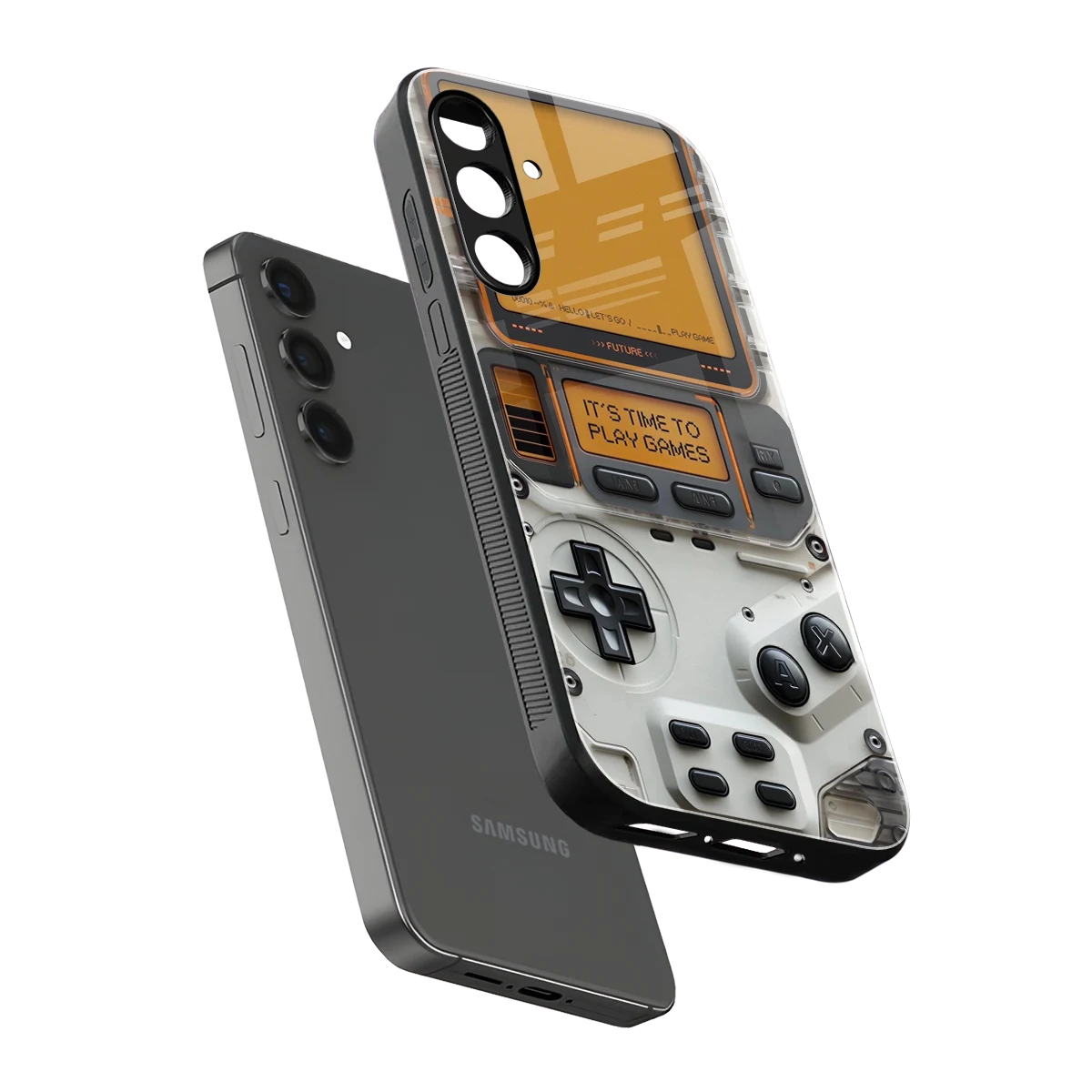 Gameboy Orange sleek samsung galaxy a16 5g cover with tempered glass back and TPU edges