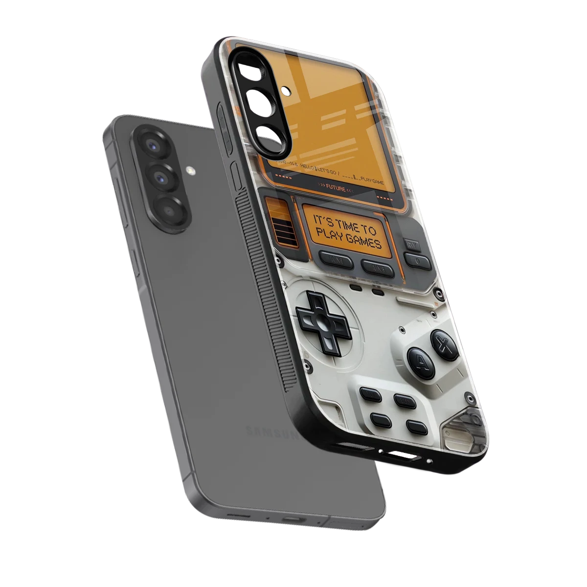 Gameboy Orange sleek samsung galaxy a17 5g cover with tempered glass back and TPU edges