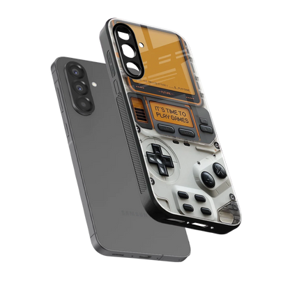 Gameboy Orange sleek samsung galaxy a17 5g cover with tempered glass back and TPU edges