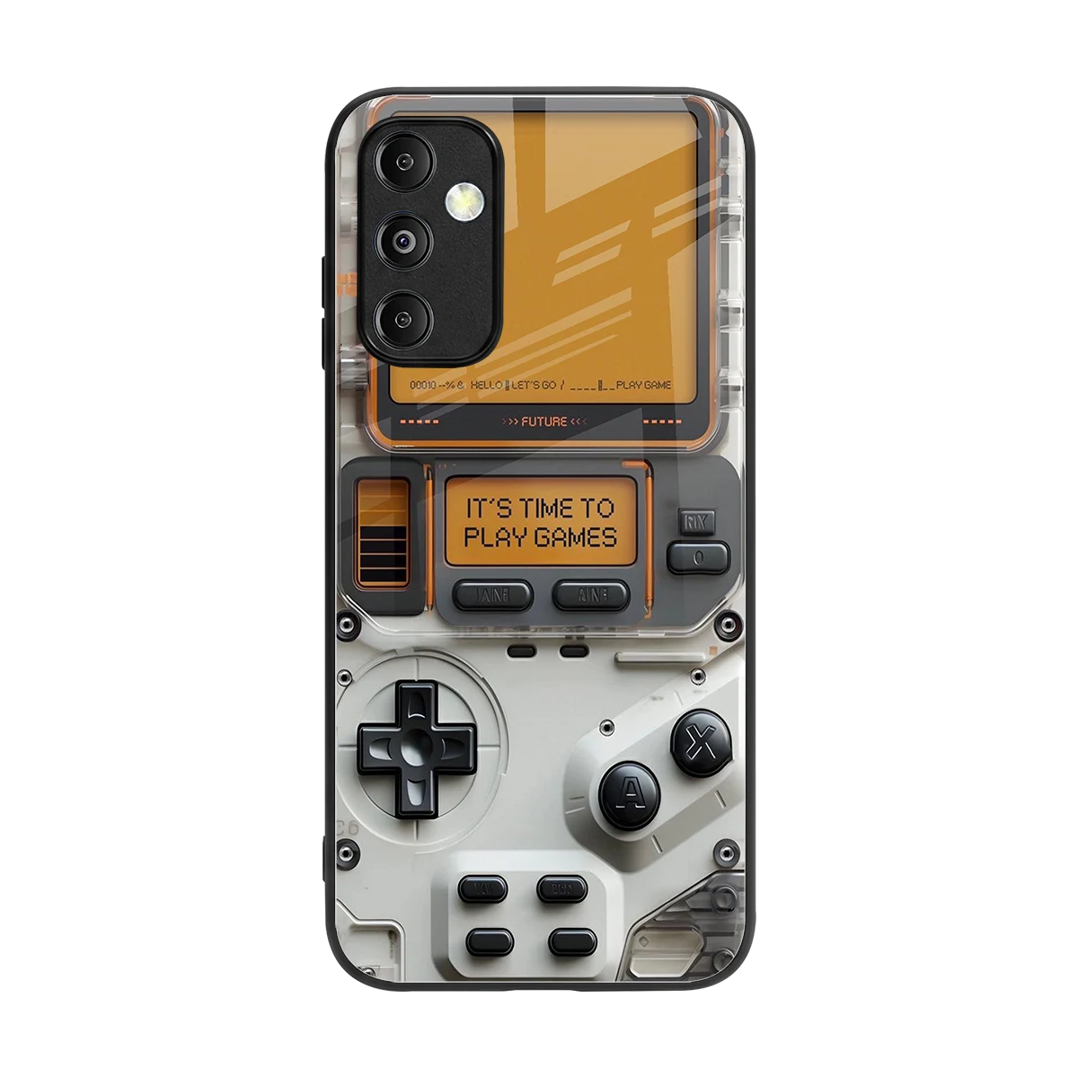 Gameboy Orange back phone cover | glass case for samsung galaxy m14 5g