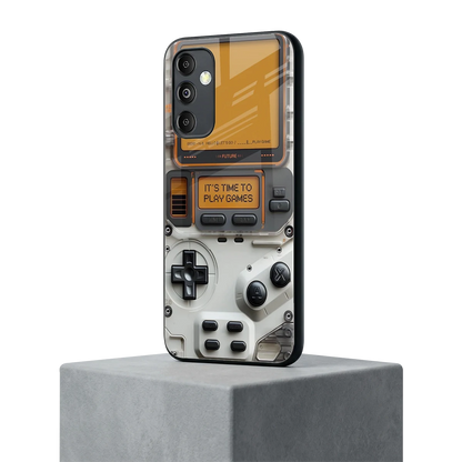 Gameboy Orange samsung galaxy m14 5g mobile cover | shockproof glass phone case