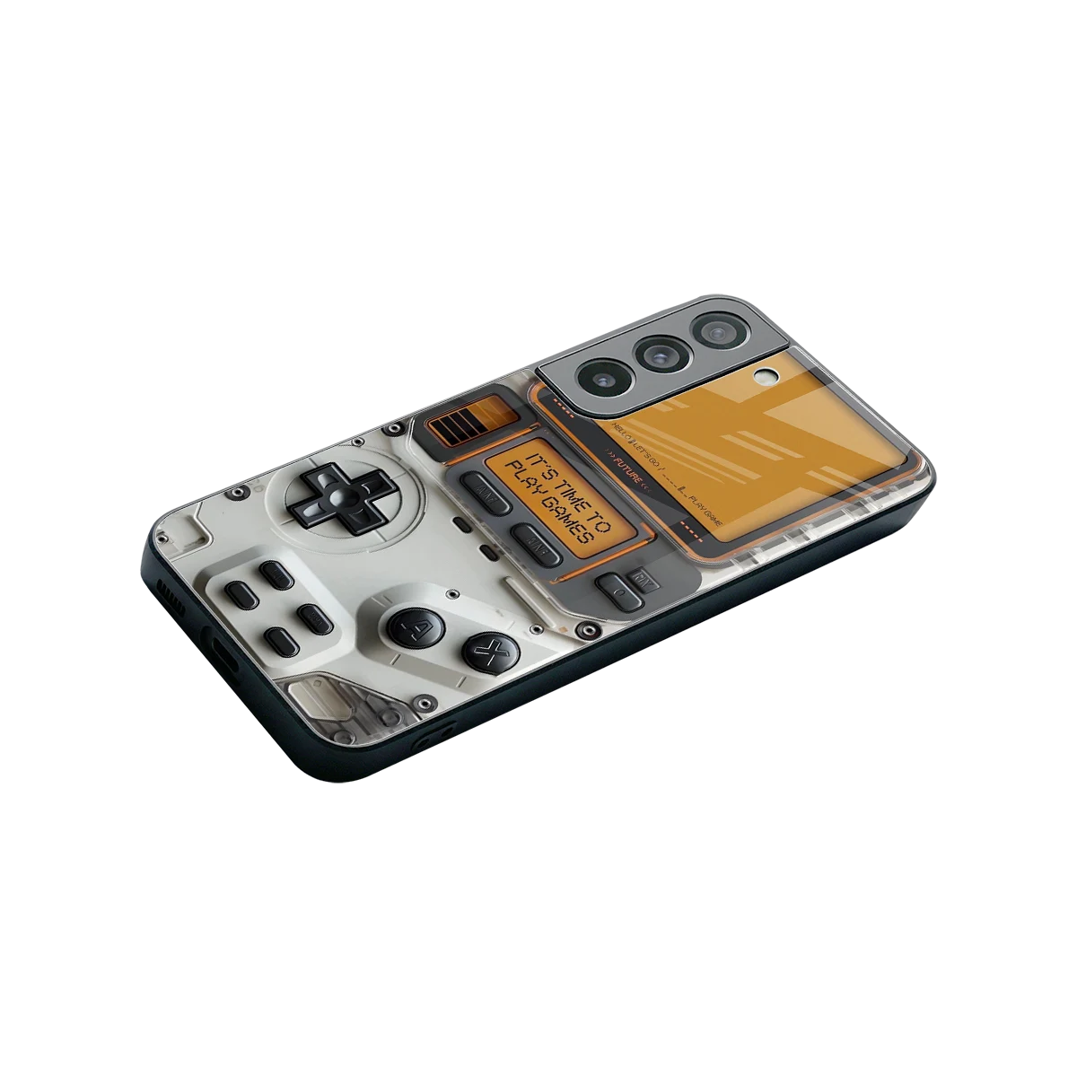 Gameboy Orange stylish phone case for samsung galaxy s22 | glossy glass and slim fit