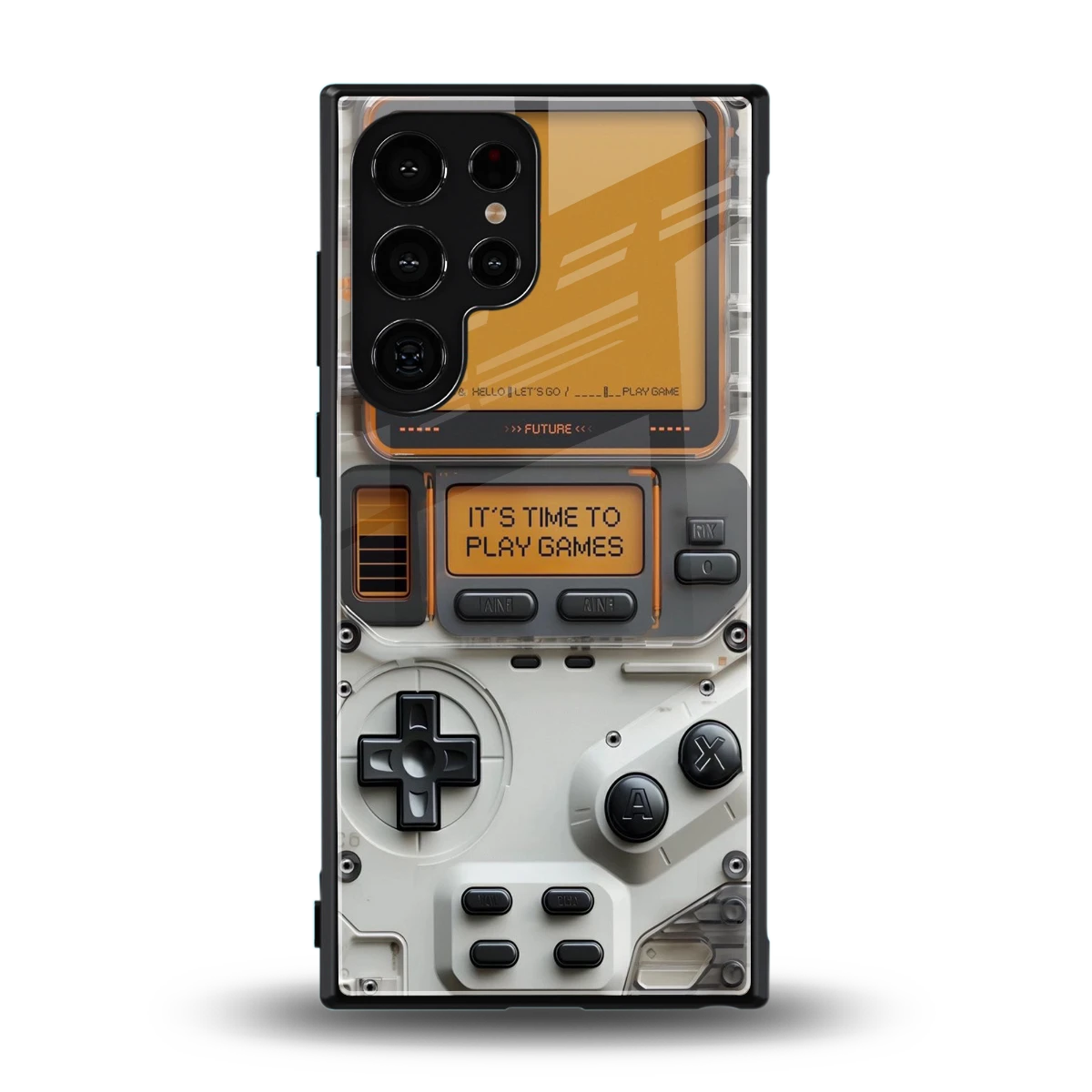 Gameboy Orange back phone cover | glass case for samsung galaxy s23 ultra