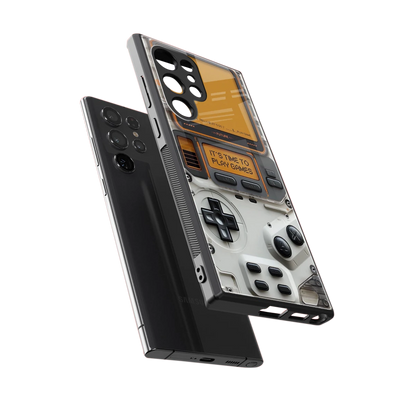 Gameboy Orange sleek samsung galaxy s23 ultra cover with tempered glass back and TPU edges