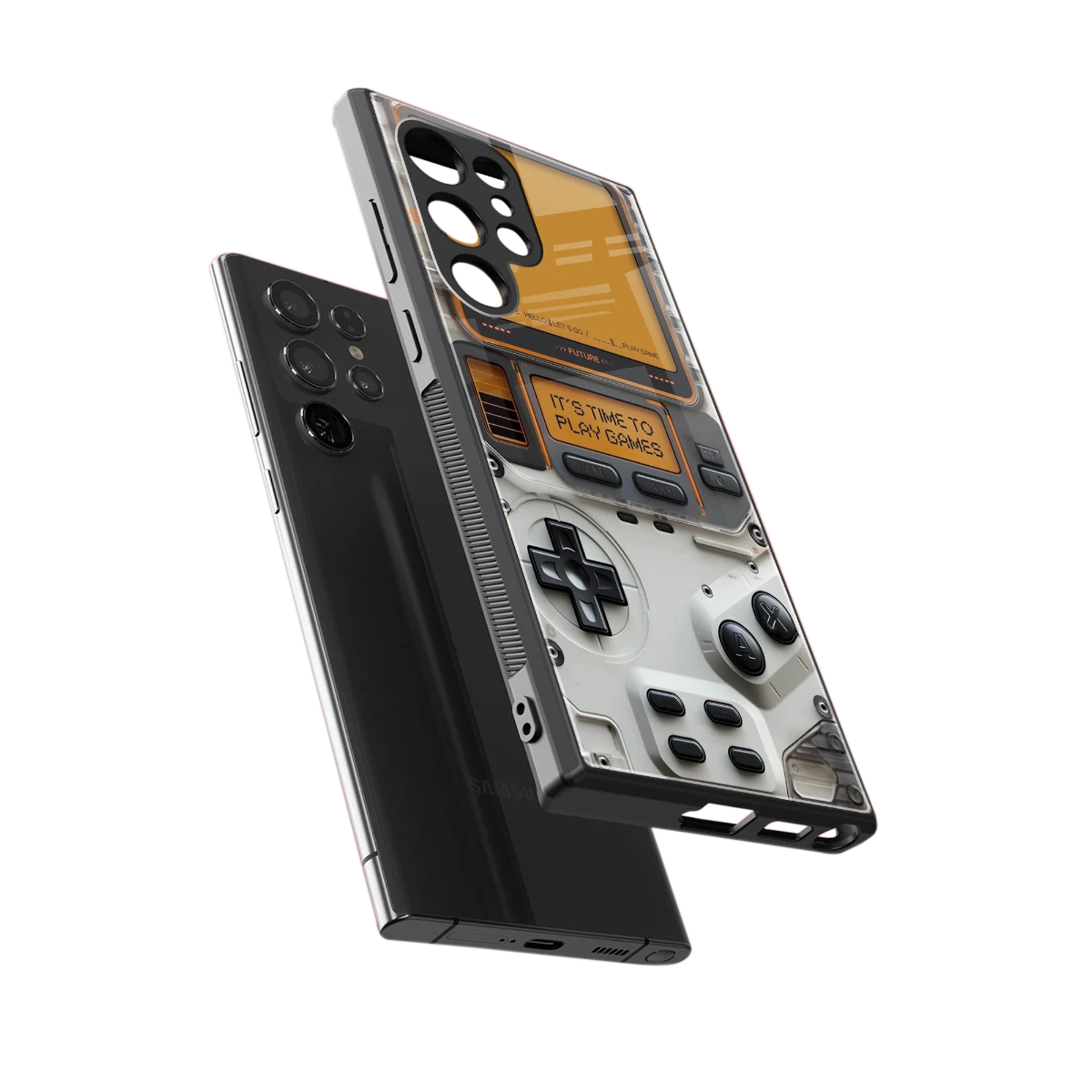 Gameboy Orange sleek samsung galaxy s24 ultra cover with tempered glass back and TPU edges