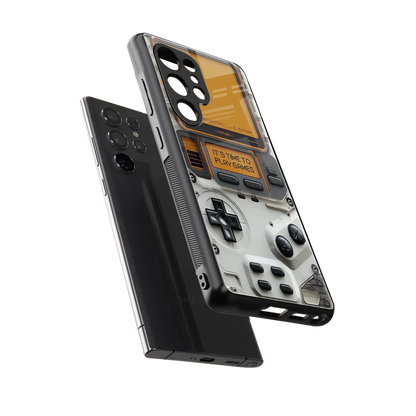 Gameboy Orange sleek samsung galaxy s25 ultra cover with tempered glass back and TPU edges
