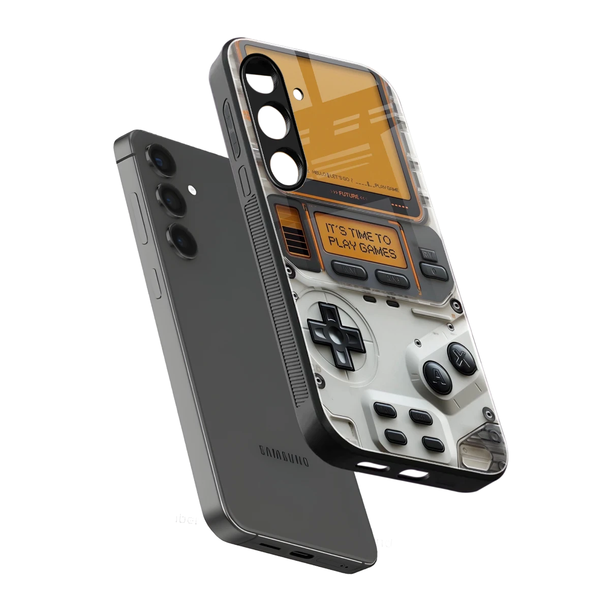 Gameboy Orange sleek samsung galaxy s25 cover with tempered glass back and TPU edges