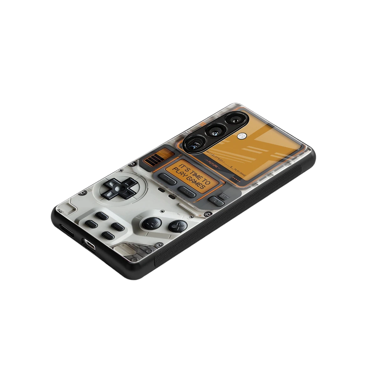 Gameboy Orange stylish phone case for samsung galaxy s23 fe | glossy glass and slim fit