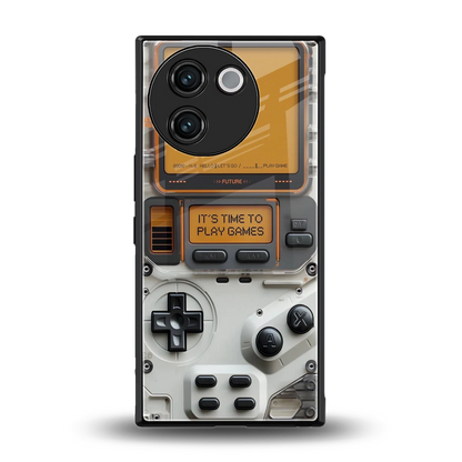 Gameboy Orange back phone cover | glass case for vivo v30e