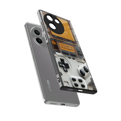 Gameboy Orange sleek vivo v30e cover with tempered glass back and TPU edges