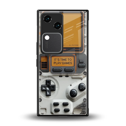 Gameboy Orange back phone cover | glass case for vivo v30