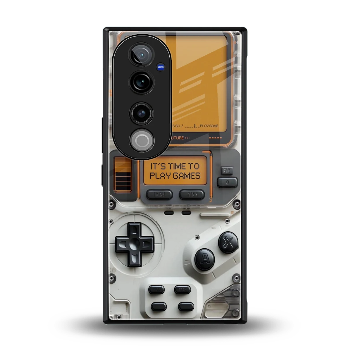Gameboy Orange back phone cover | glass case for vivo v40 pro