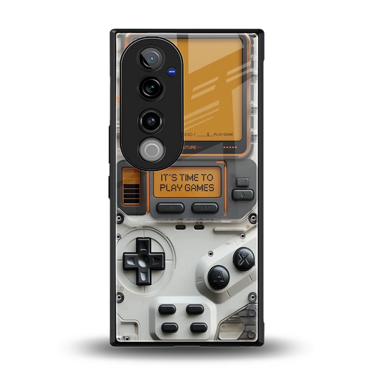Gameboy Orange back phone cover | glass case for vivo v40 pro