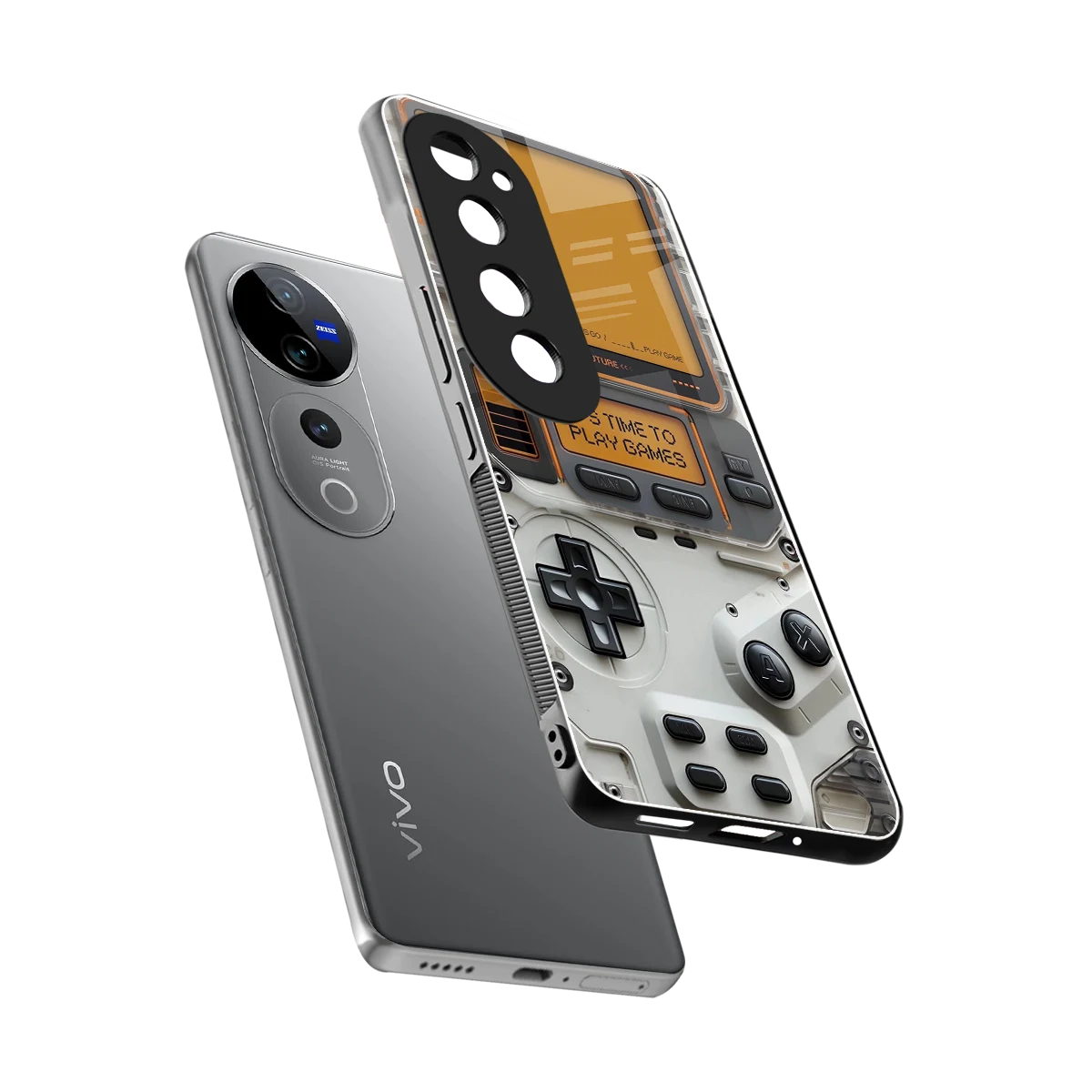 Gameboy Orange sleek vivo v40 pro cover with tempered glass back and TPU edges