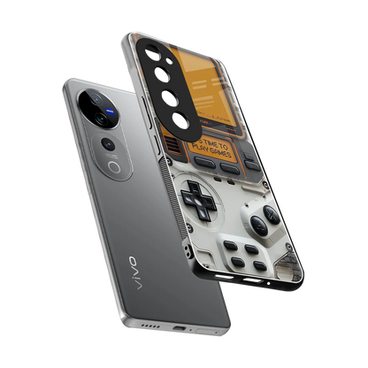 Gameboy Orange sleek vivo v40 pro cover with tempered glass back and TPU edges