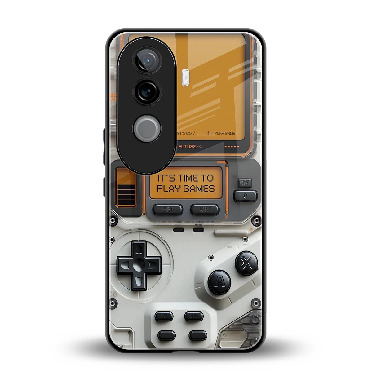 Gameboy Orange back phone cover | glass case for vivo v40e
