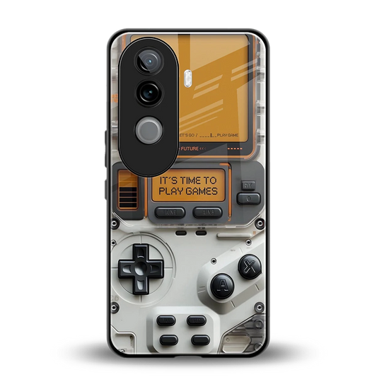 Gameboy Orange back phone cover | glass case for vivo v40e