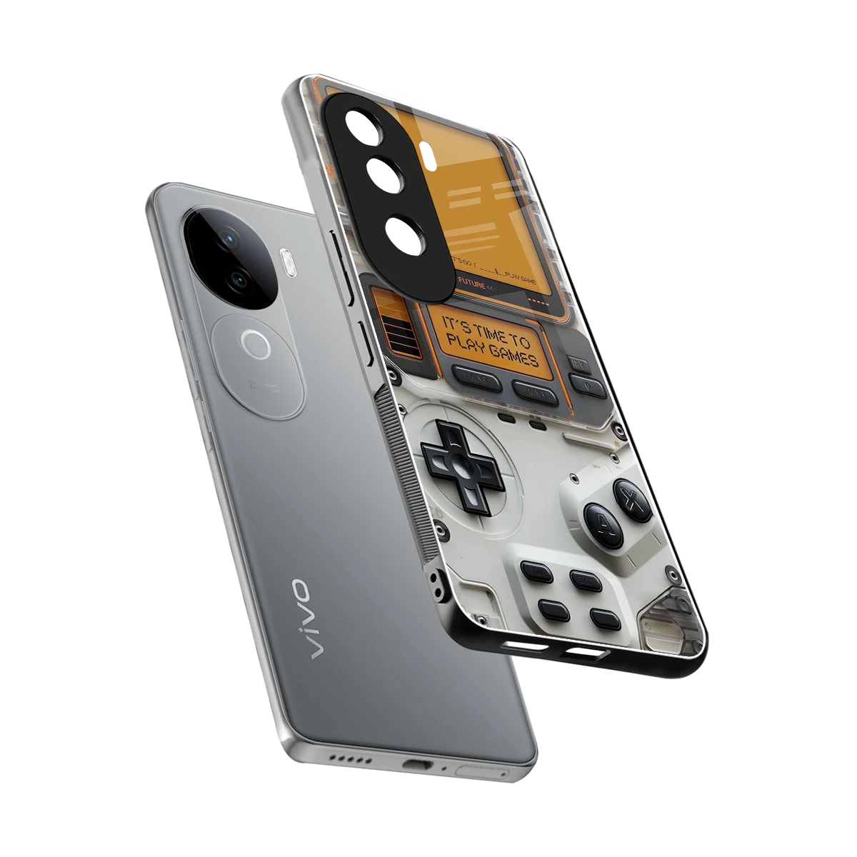 Gameboy Orange sleek vivo v40e cover with tempered glass back and TPU edges