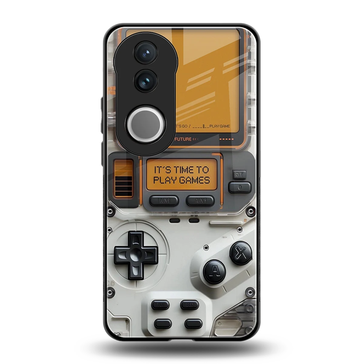 Gameboy Orange back phone cover | glass case for vivo v50