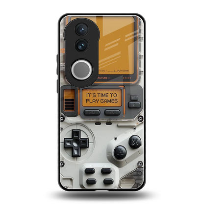Gameboy Orange back phone cover | glass case for vivo v50