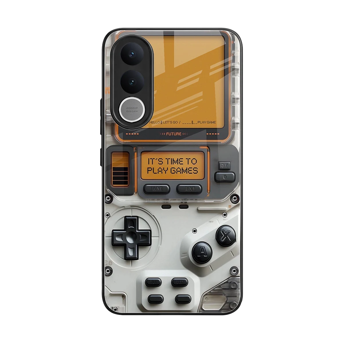 Gameboy Orange back phone cover | glass case for vivo v70 fe