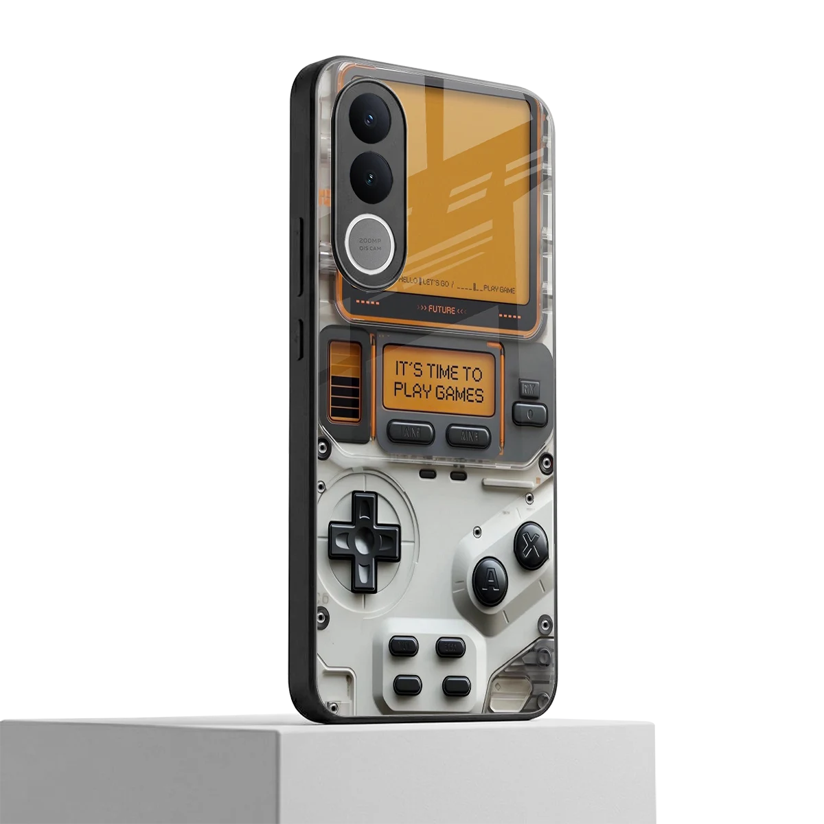 Gameboy Orange vivo v70 fe mobile cover | shockproof glass phone case
