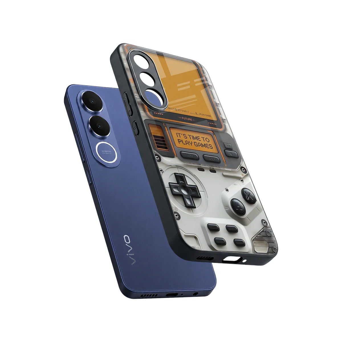 Gameboy Orange sleek vivo v70 fe cover with tempered glass back and TPU edges