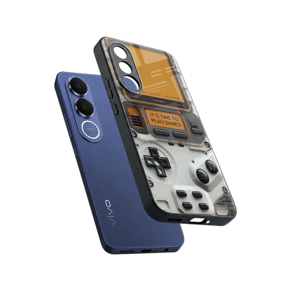 Gameboy Orange sleek vivo v70 fe cover with tempered glass back and TPU edges