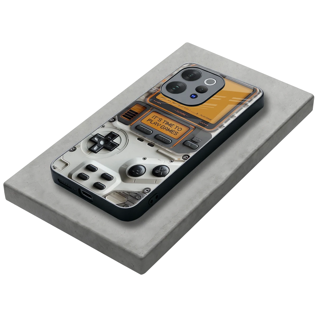Gameboy Orange stylish phone case for vivo v70 elite | glossy glass and slim fit