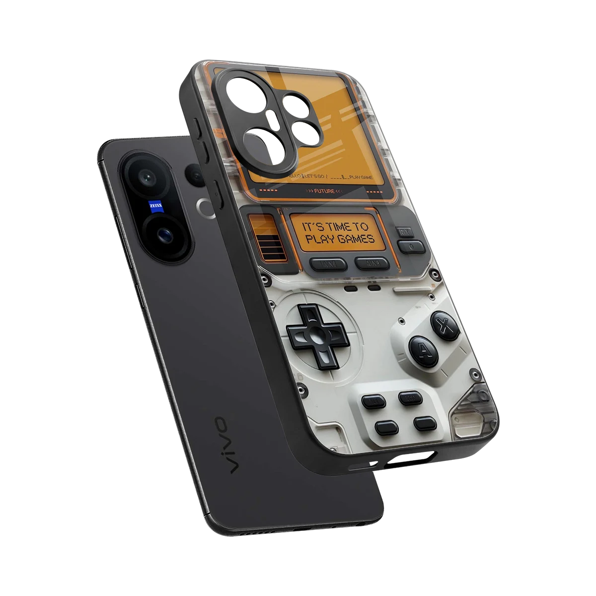 Gameboy Orange sleek vivo x200 fe cover with tempered glass back and TPU edges