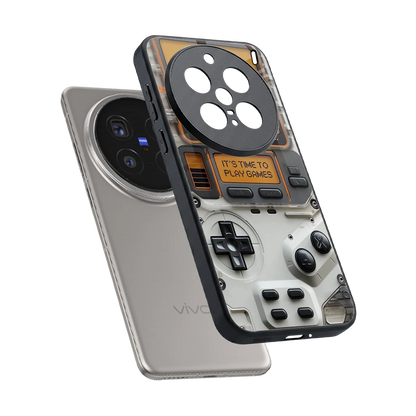 Gameboy Orange sleek vivo x200 pro cover with tempered glass back and TPU edges