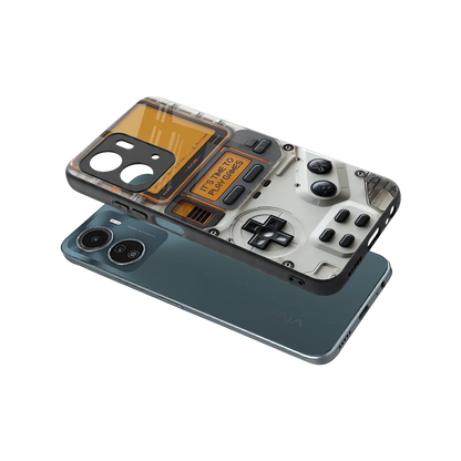 Gameboy Orange sleek vivo y16 cover with tempered glass back and TPU edges