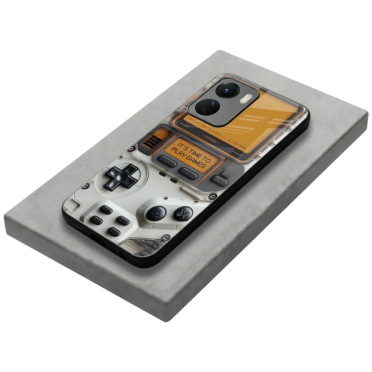 Gameboy Orange stylish phone case for vivo y16 | glossy glass and slim fit
